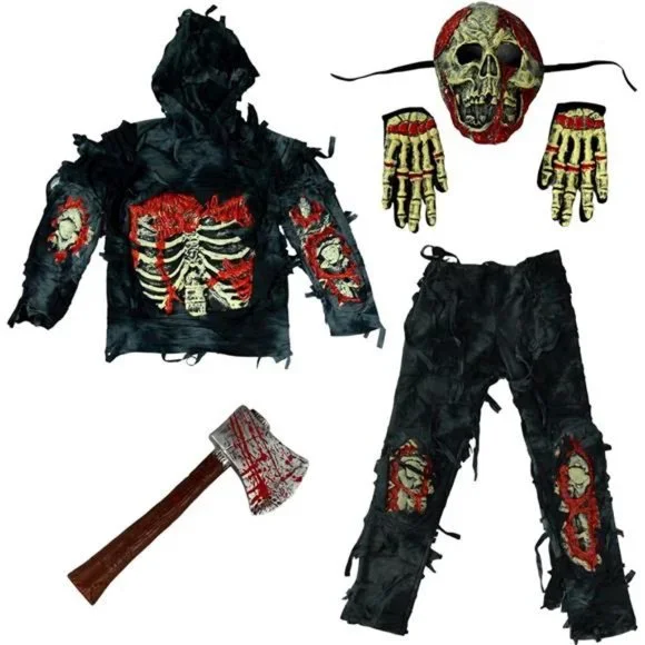 Scary Halloween Zombie Costume Monsters Costume with Toy Axe